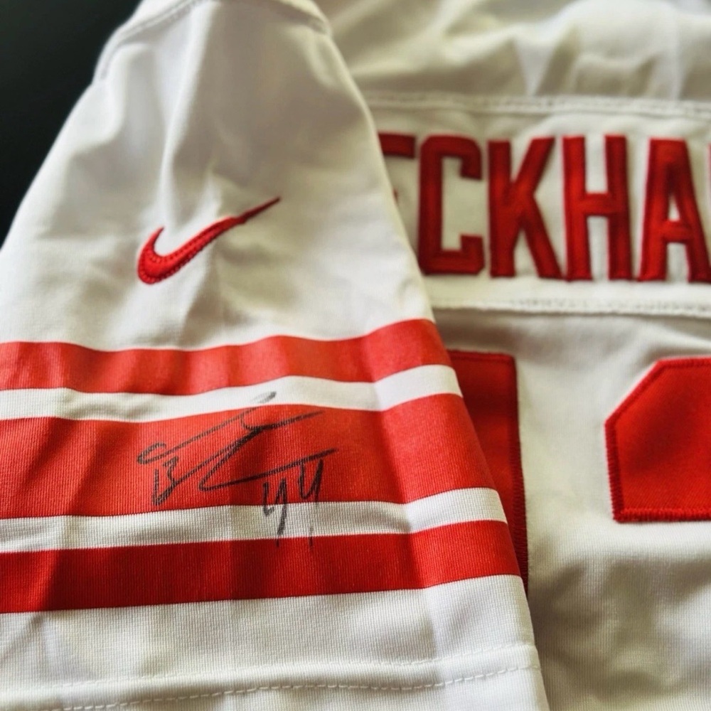 Odell Beckham Jr. New York (White #13) Autographed By Ahmad Bradshaw#44